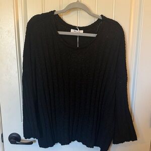 Miracle Fashion Women's Oversized Black Ribbed Sweater